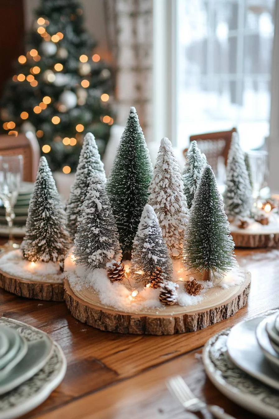 15 Unique Christmas Decor Ideas for Your Living Room 11 3. Rustic Wood Slice Centerpiece Ideas-0