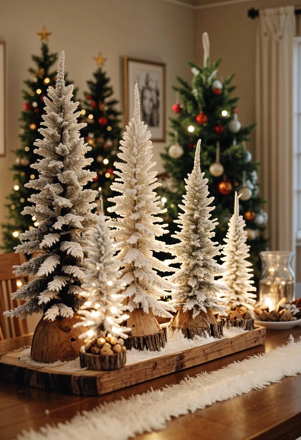 15 Unique Christmas Decor Ideas for Your Living Room 12 3. Rustic Wood Slice Centerpiece Ideas-1