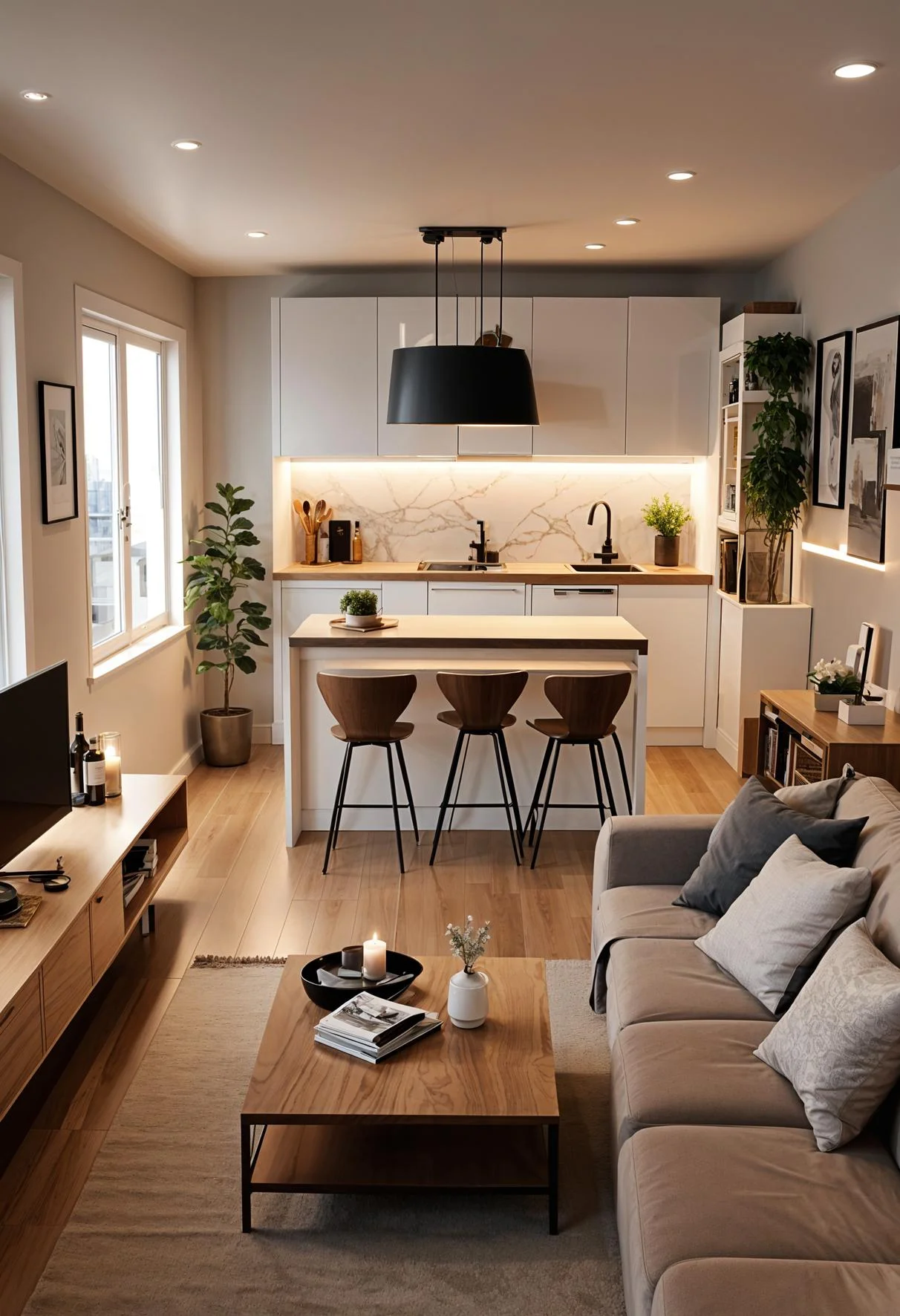25 Genius Tiny Living Room Ideas 124 24. Space-Saving Open Concept Layout-2