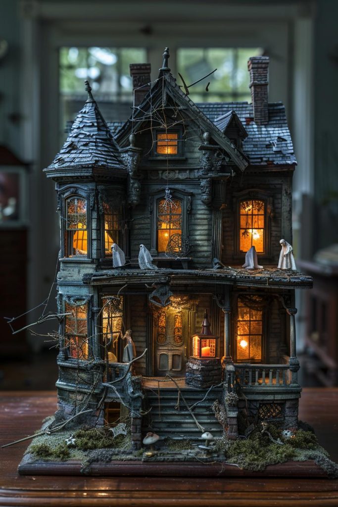 15 Spooky DIY Halloween Decorations You Must See 14 3. Spooky Dollhouse Halloween Decor-1