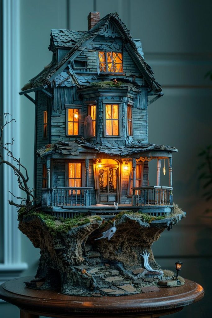 15 Spooky DIY Halloween Decorations You Must See 15 3. Spooky Dollhouse Halloween Decor-2