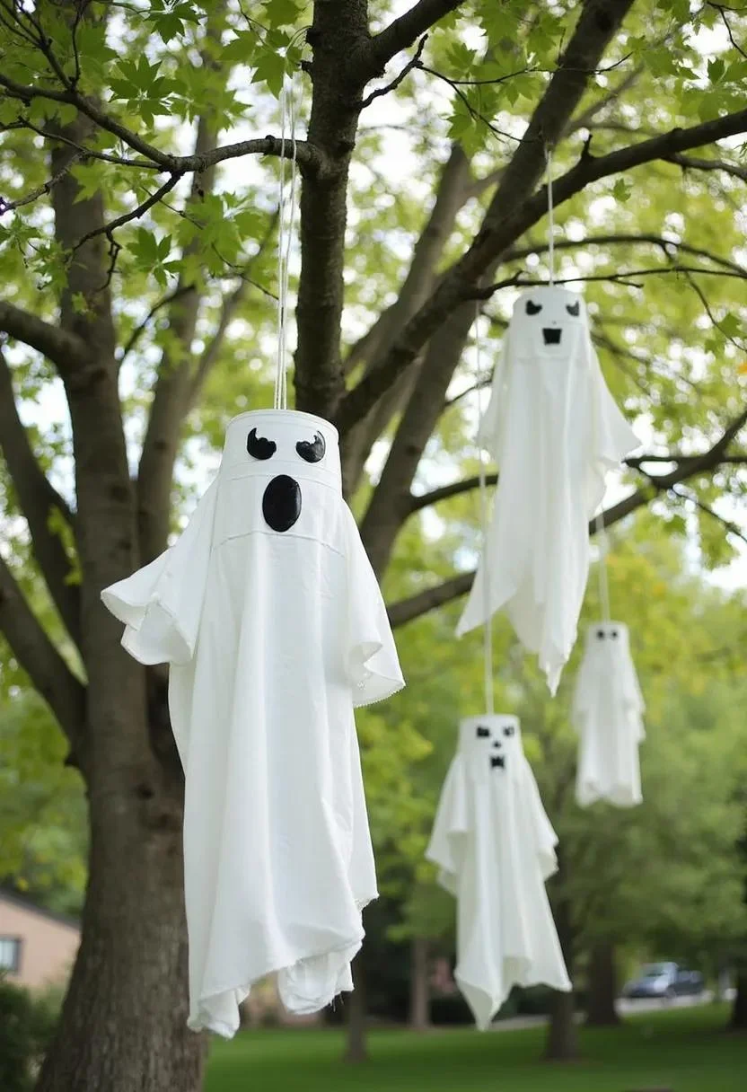 15 Easy DIY Outdoor Halloween Decorations to Try 33 8. Spooky Hanging Spirit Can Decor-1