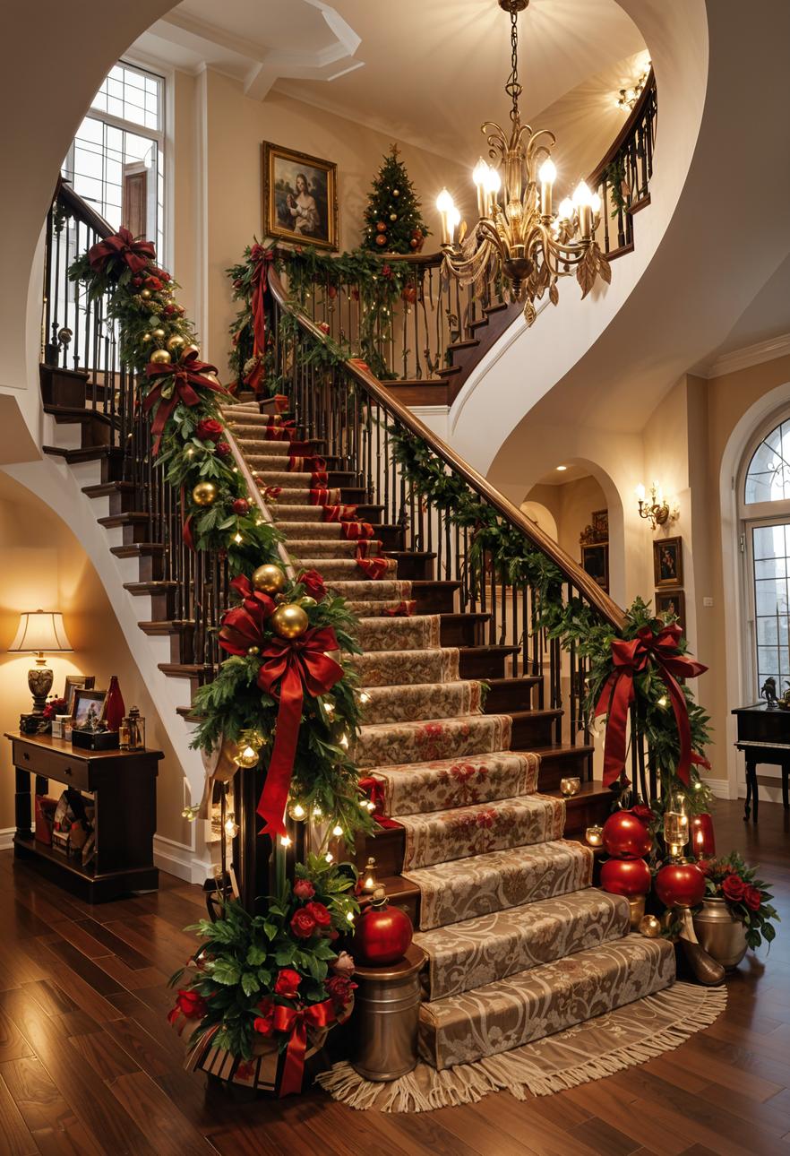 6. Staircase Garland with Oversized Ornaments-0