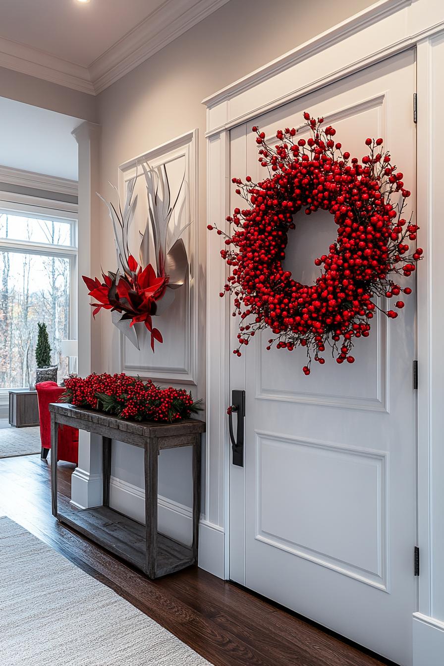 20. Berry Wreaths on White Doors-1