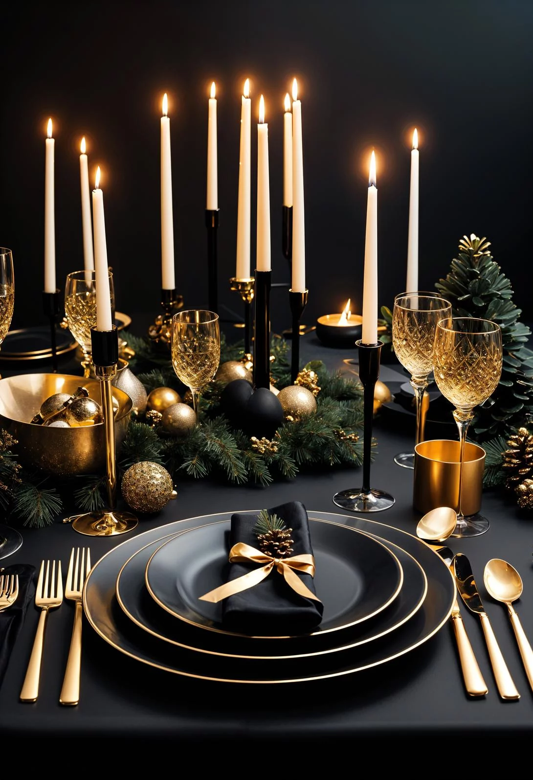 7. Black & Gold Christmas Tablescapes-0