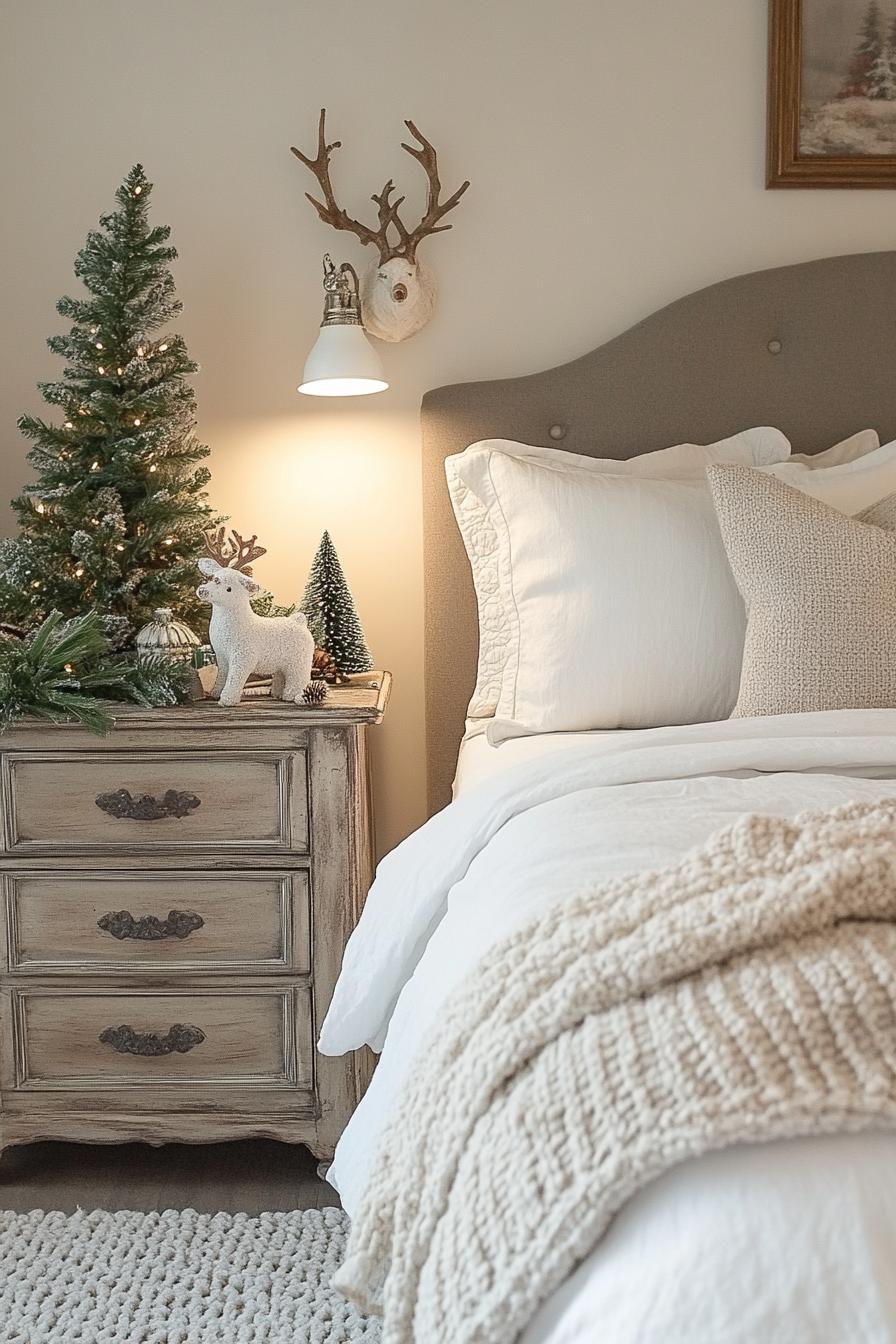 16. Charming Christmas Bedside Table Decor-0