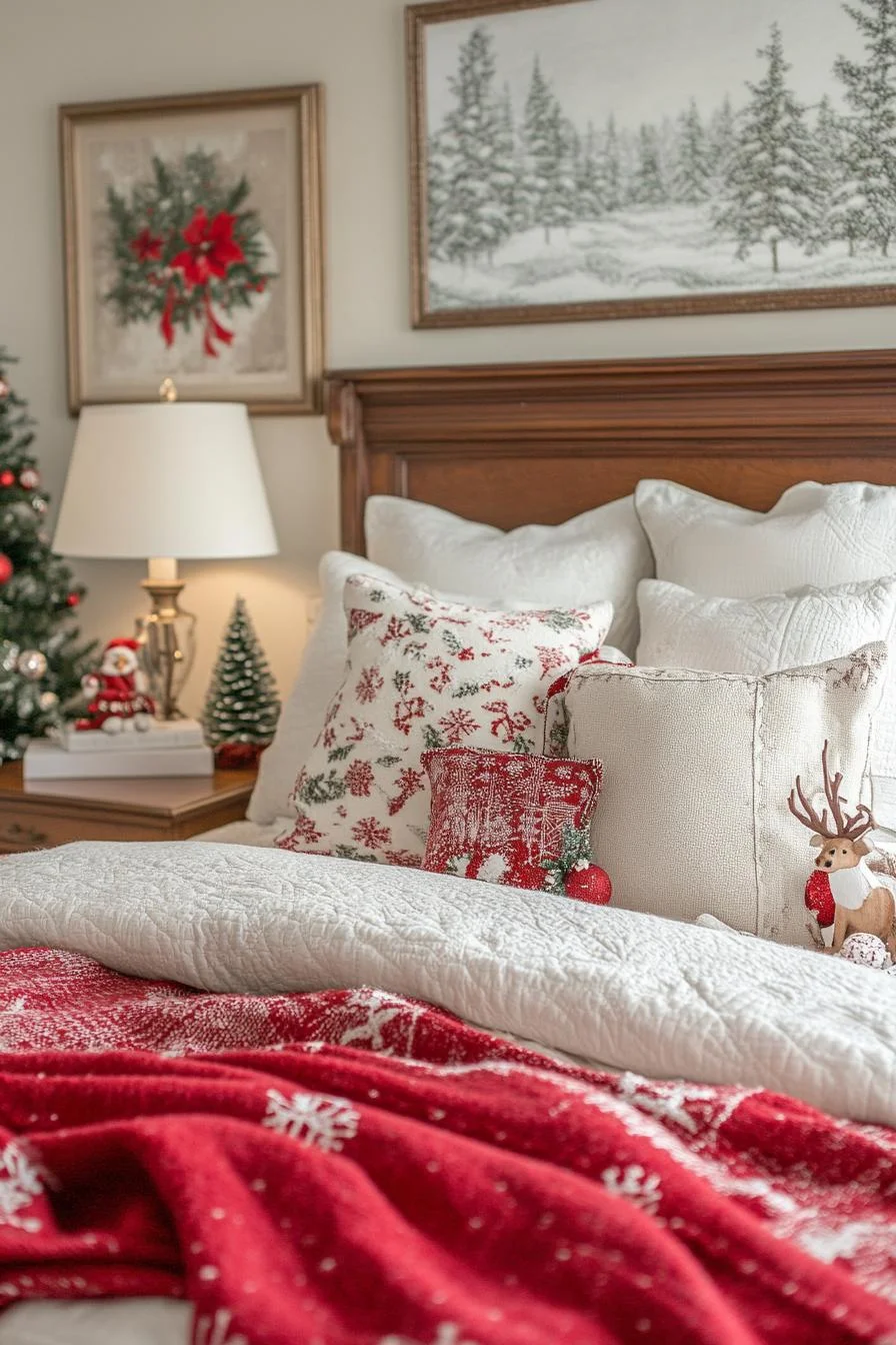 16. Charming Christmas Bedside Table Decor-1