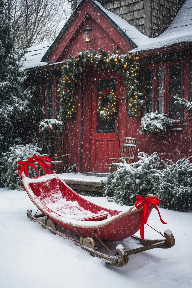 16. Charming Red Sled Display Ideas-1