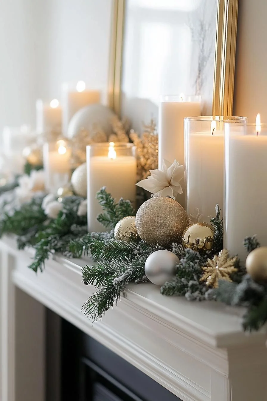 15 Chic Christmas Mantle Decor Ideas for Cozy Fireplaces 8 2. Chic Holiday Mantle Decor Inspiration-0