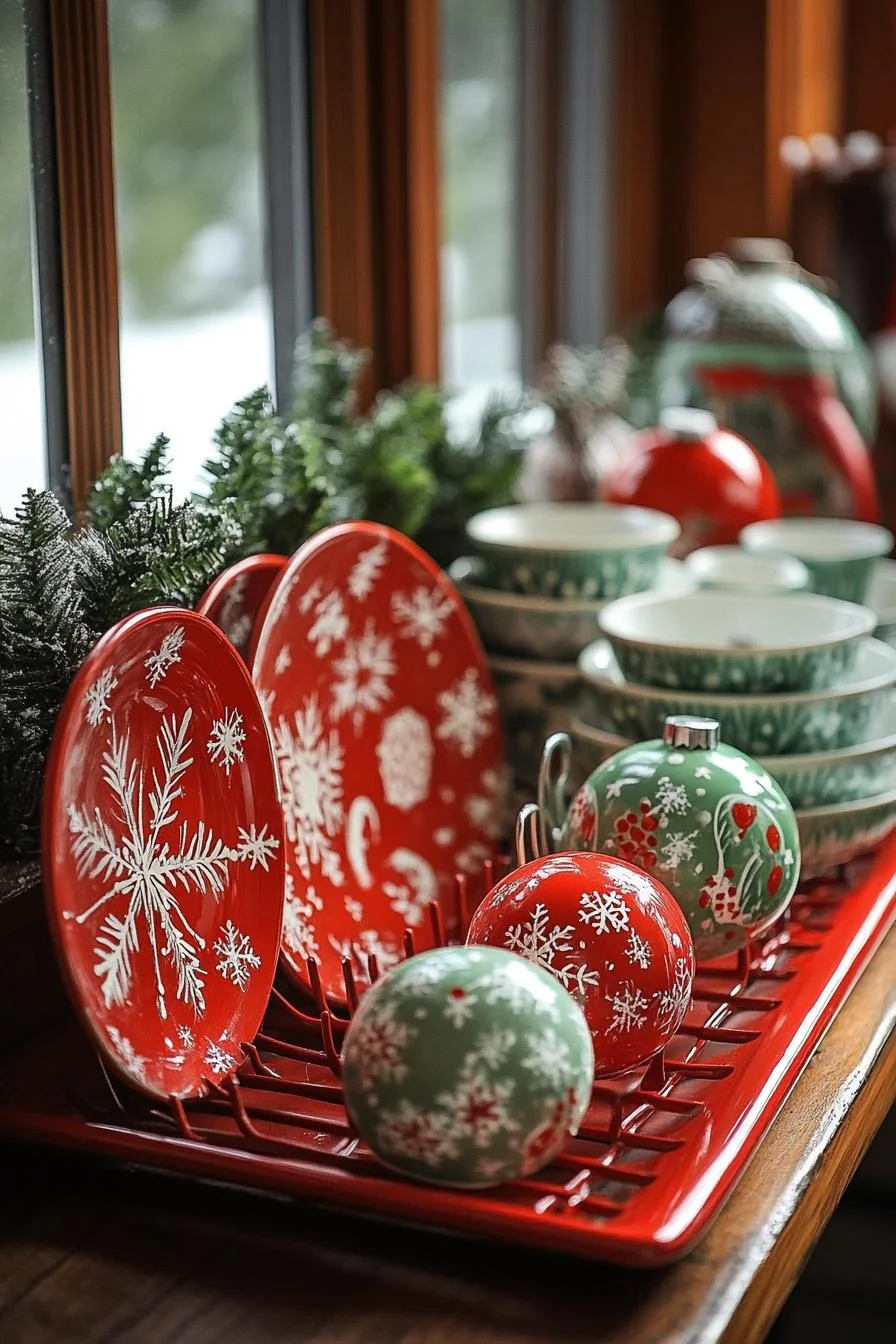 21 Gorgeous Kitchen Christmas Decor Ideas To Copy 75 17. Christmas-Adorned Drying Rack-1