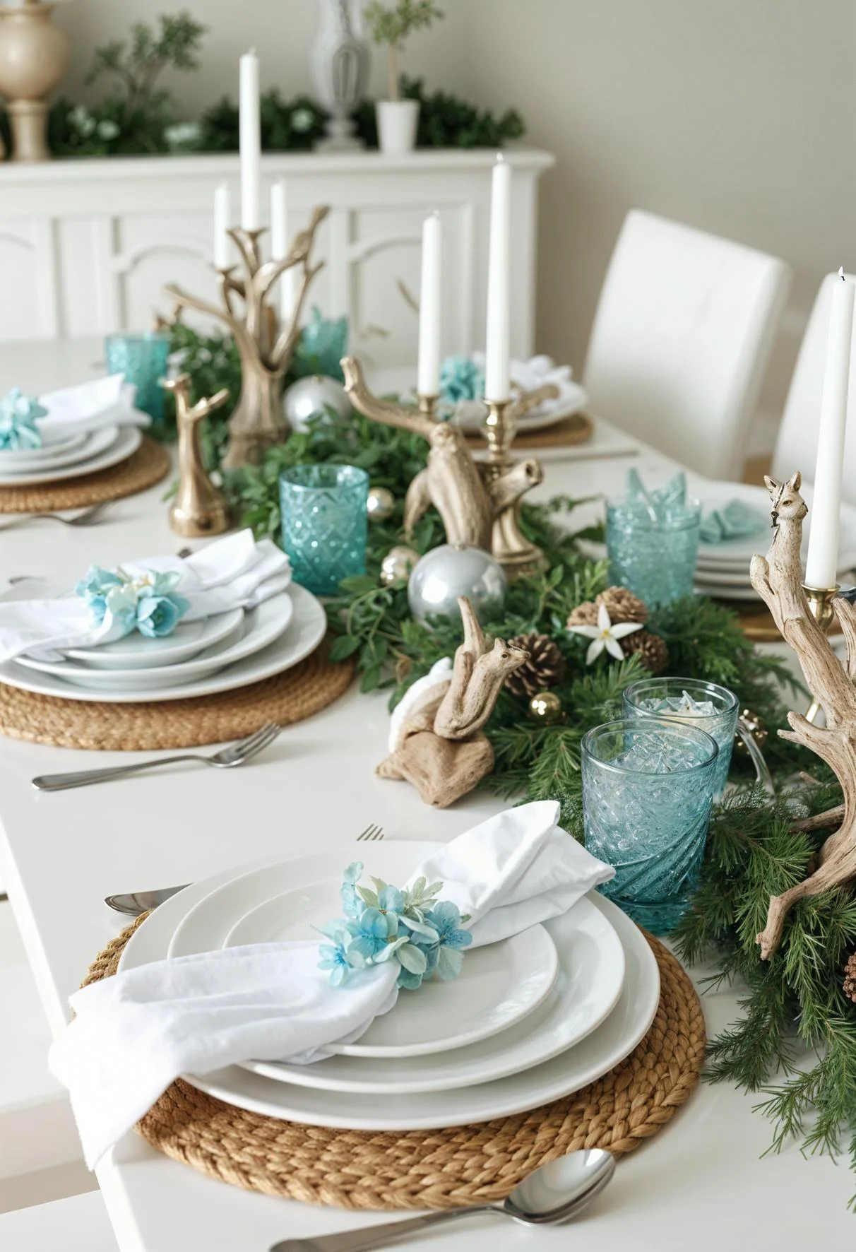 15. Coastal Christmas Table Decor Ideas-1