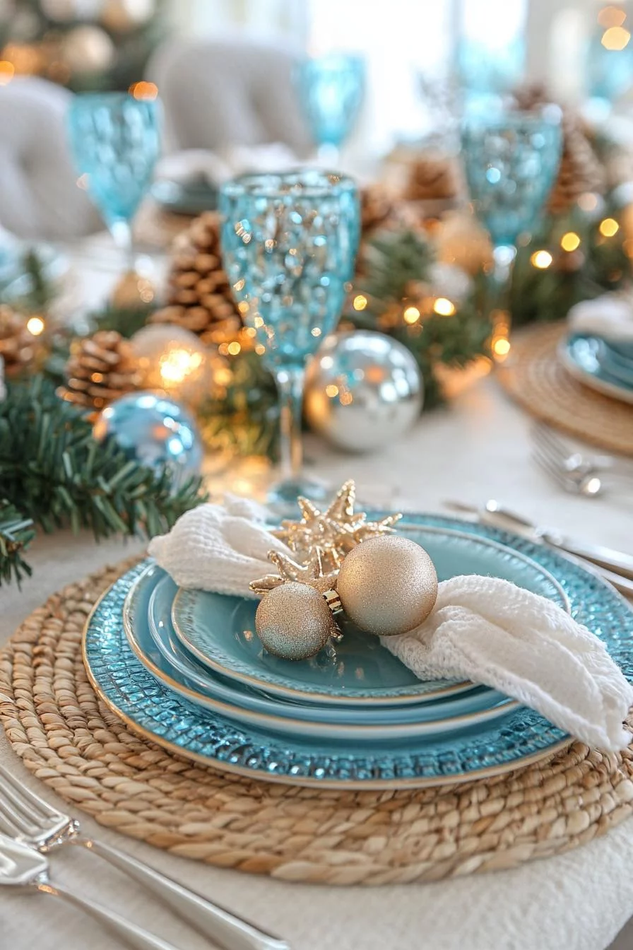 15. Coastal Christmas Table Decor Ideas-2