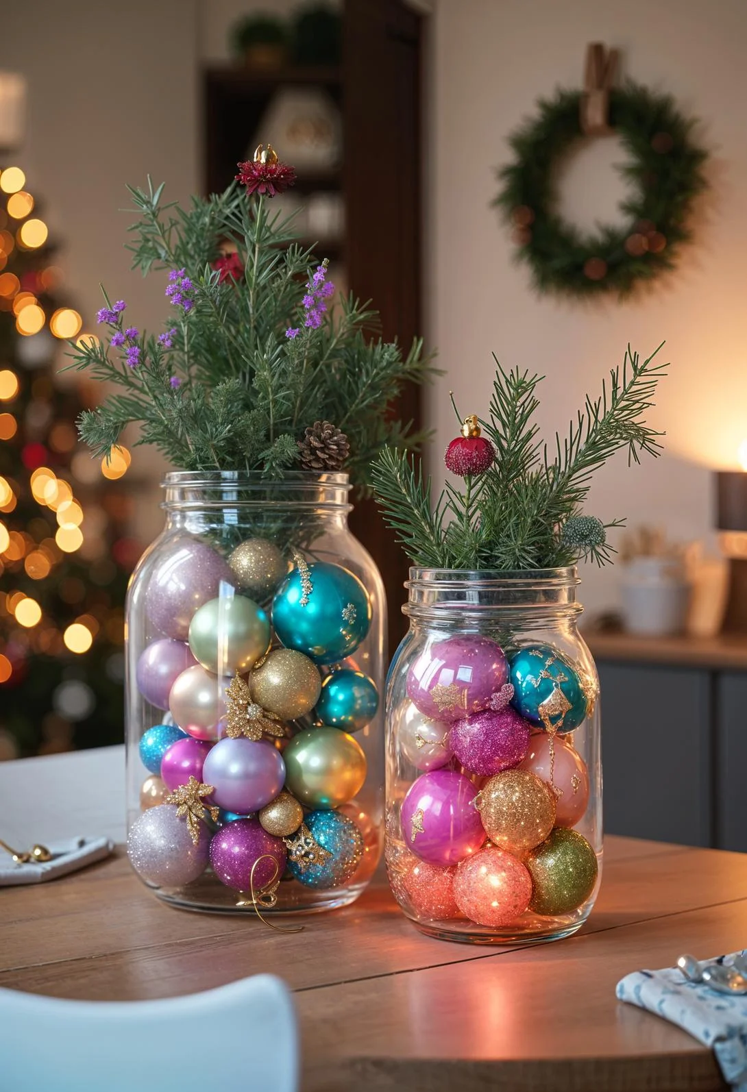 16. Colorful Ornaments in Mason Jars-0