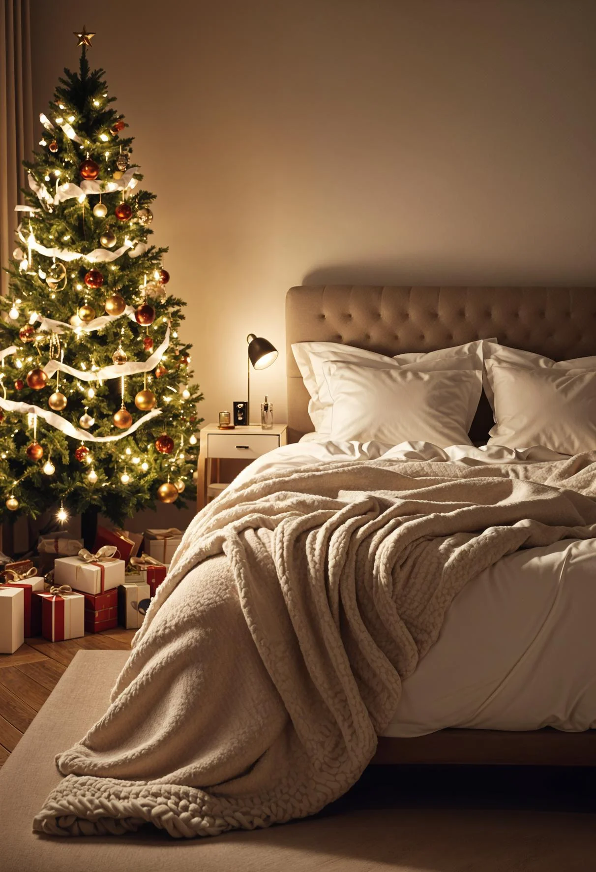 17. Cozy Blanket Christmas Bedroom Ideas-1