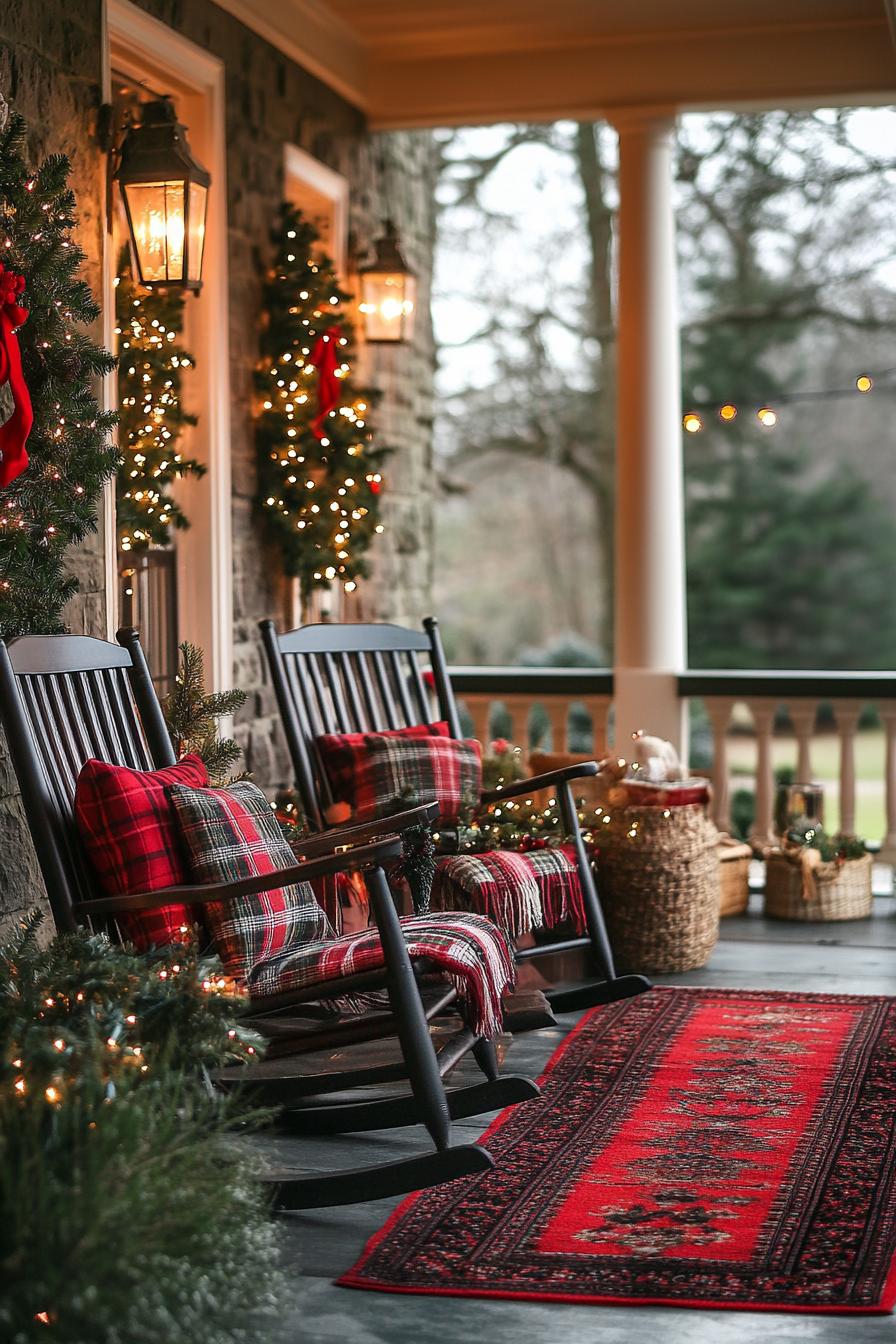 6. Cozy Plaid Rocking Chair Ensemble-1