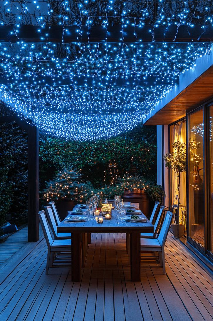 8. Dining Area Blue Fairy Lights-1