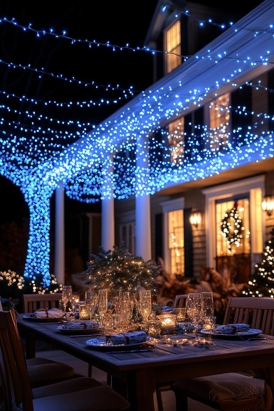 8. Dining Area Blue Fairy Lights-2