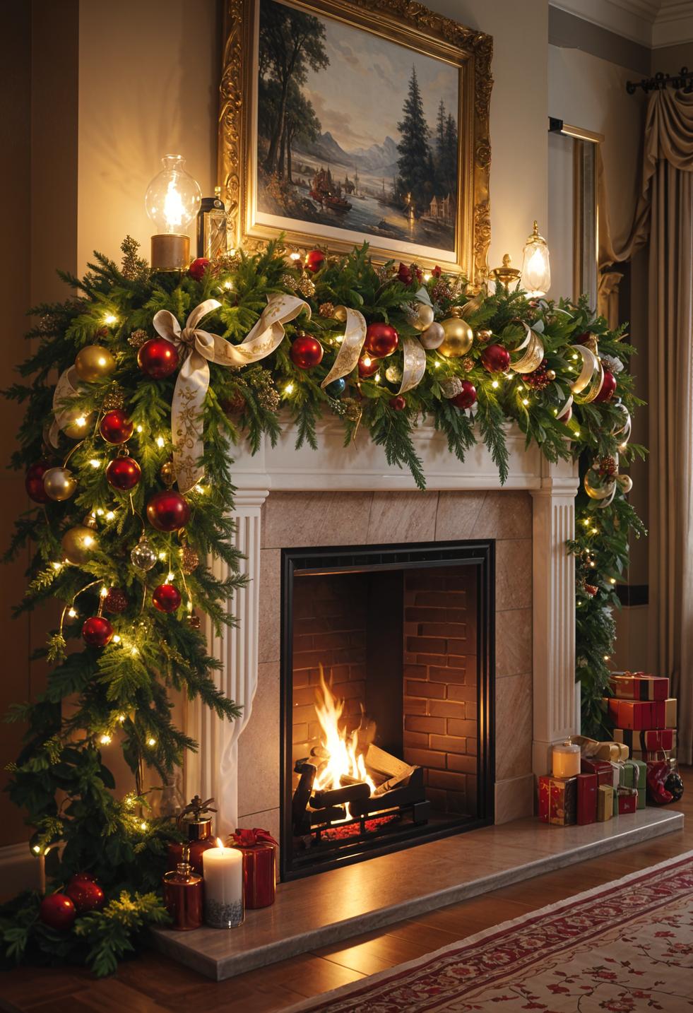 1. Elegant Festive Mantle Decorating Ideas-1