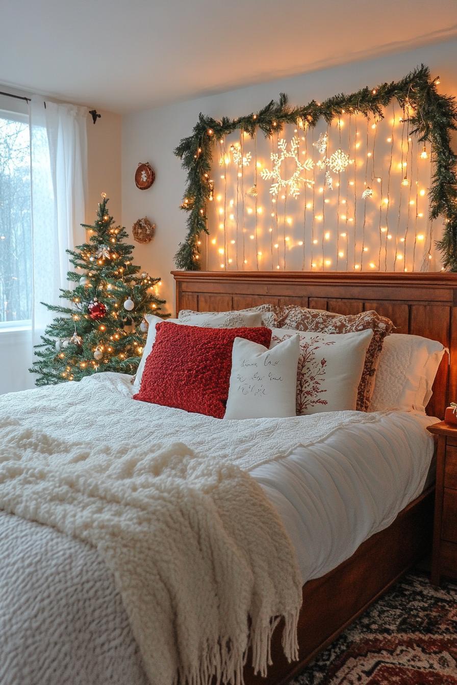 18. Enchanting Bed Backdrop with String Lights-0