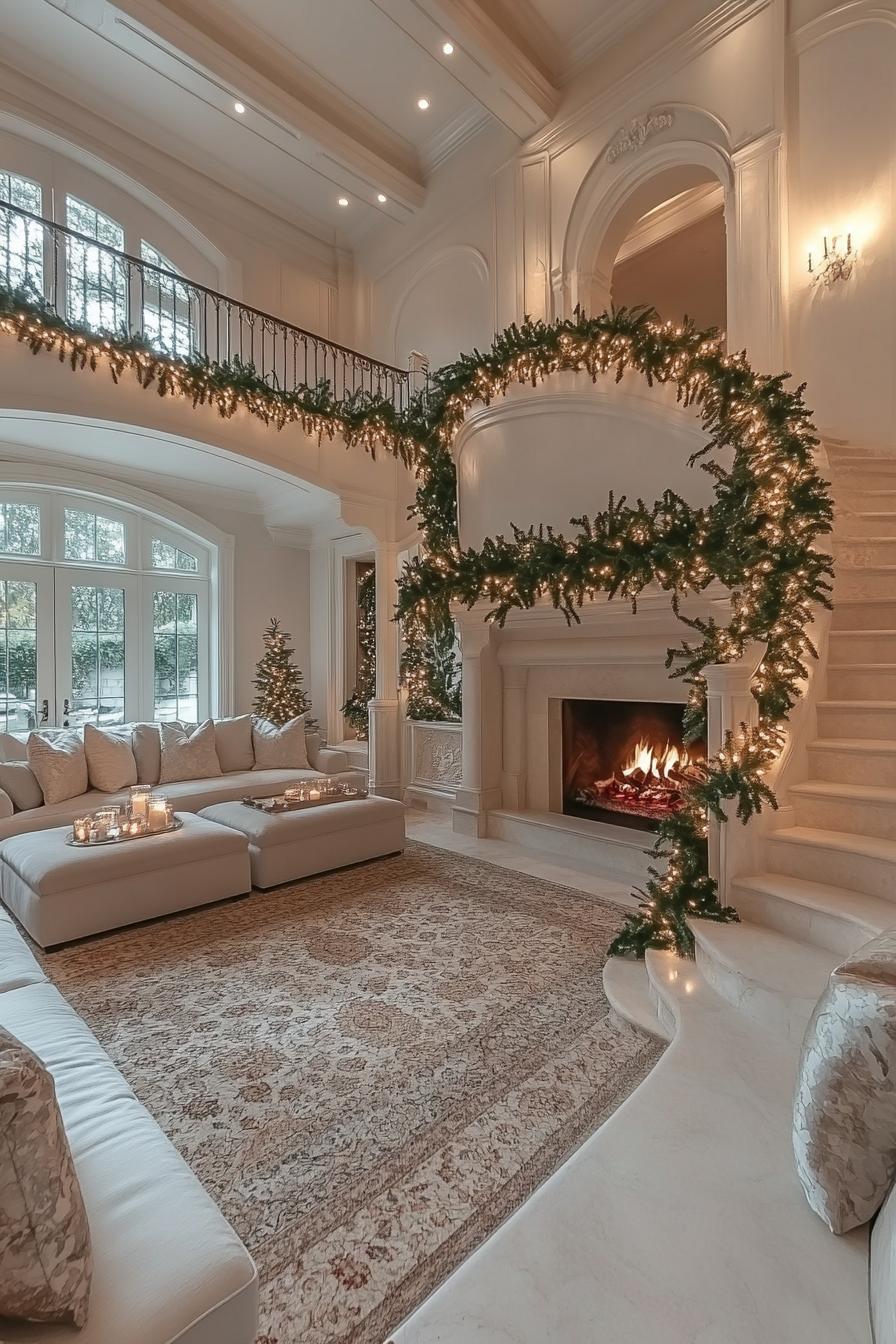 5. Enchanting Staircase Decor with Garland-0