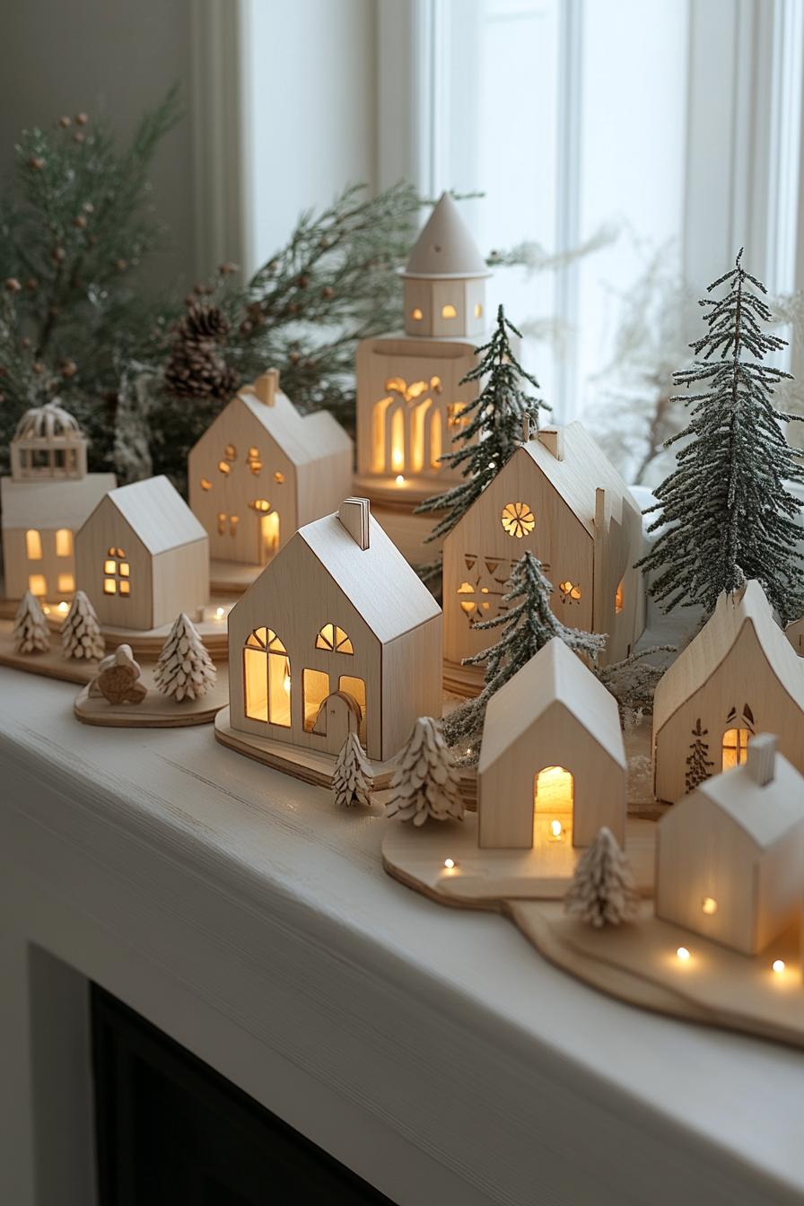 5. Enchanting Wooden Christmas Village Glow-1