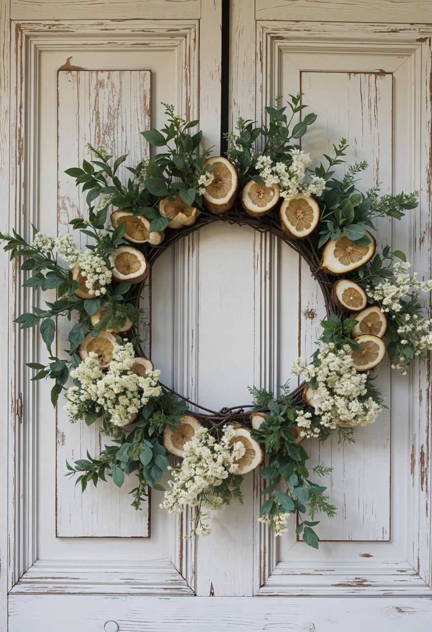 3. Eucalyptus wreath with white flowers-1