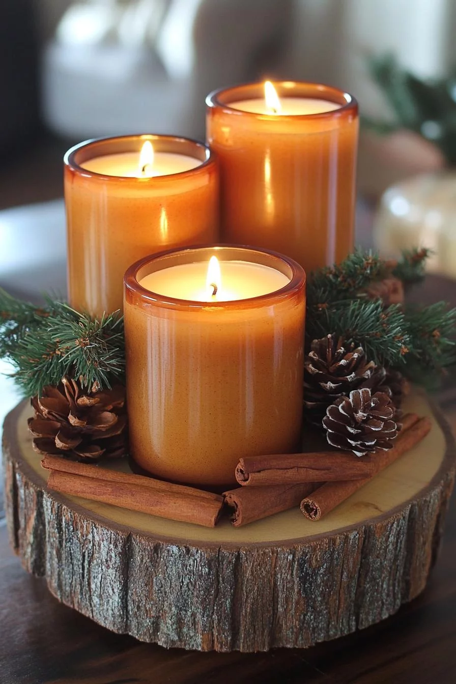 21 Gorgeous Kitchen Christmas Decor Ideas To Copy 65 14. Festive Candle Display Idea-2