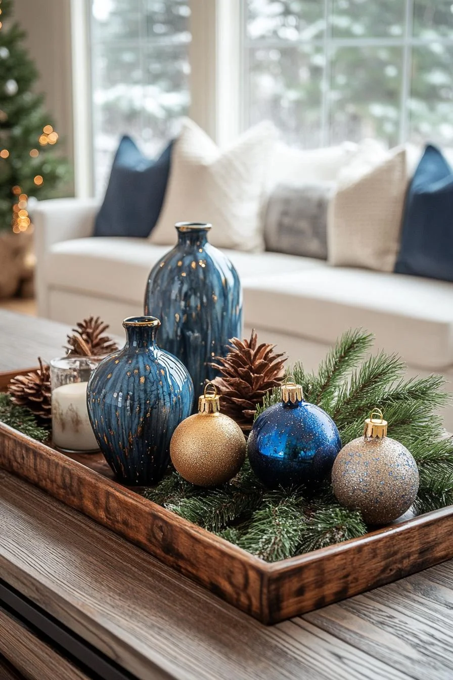 18 Unique Coffee Table Christmas Decor Ideas (EASY) 39 8. Festive Coffee Table Centerpiece-0