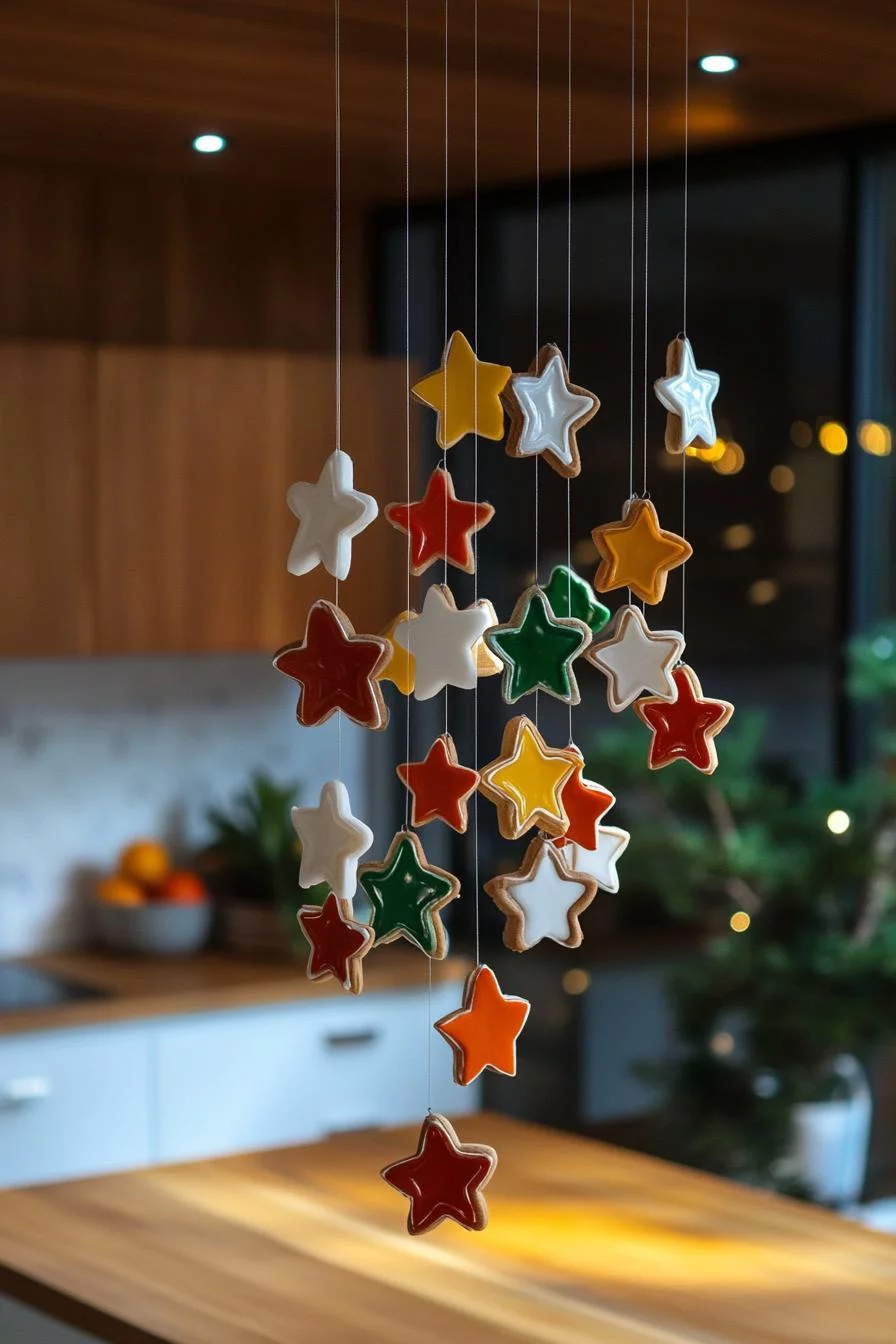 21 Gorgeous Kitchen Christmas Decor Ideas To Copy 50 11. Festive Cookie Cutter Ceiling Mobile-2