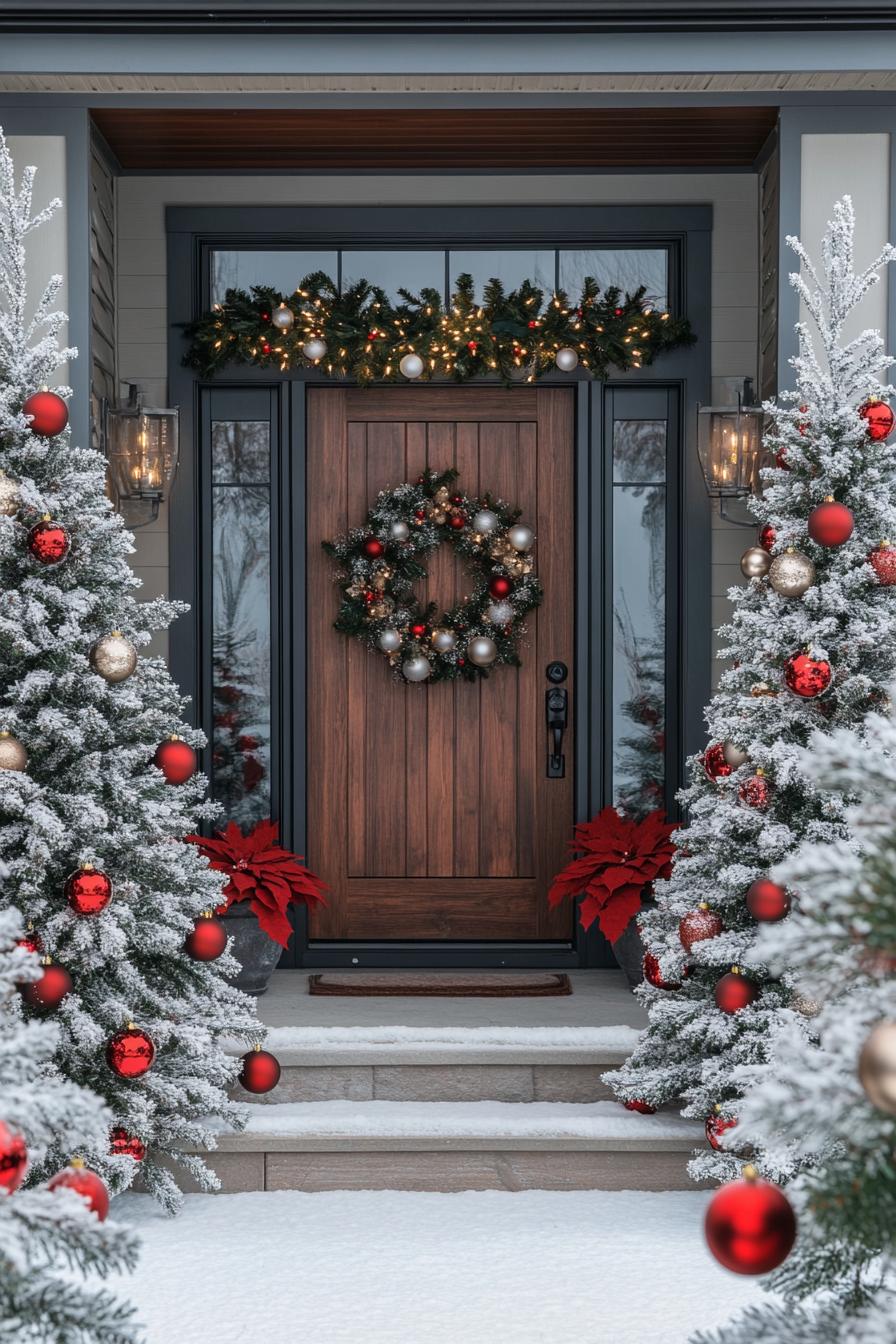 2. Festive Entryway Flocked Trees-1