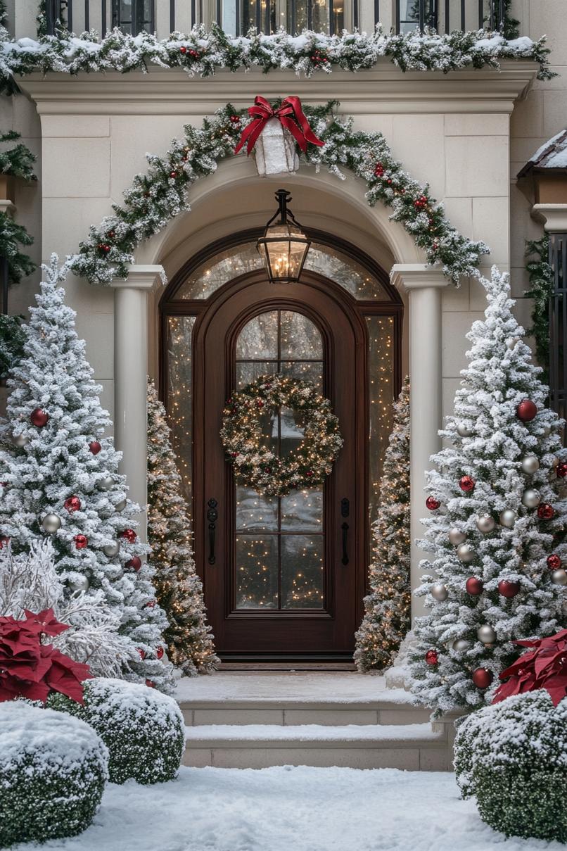 2. Festive Entryway Flocked Trees-2