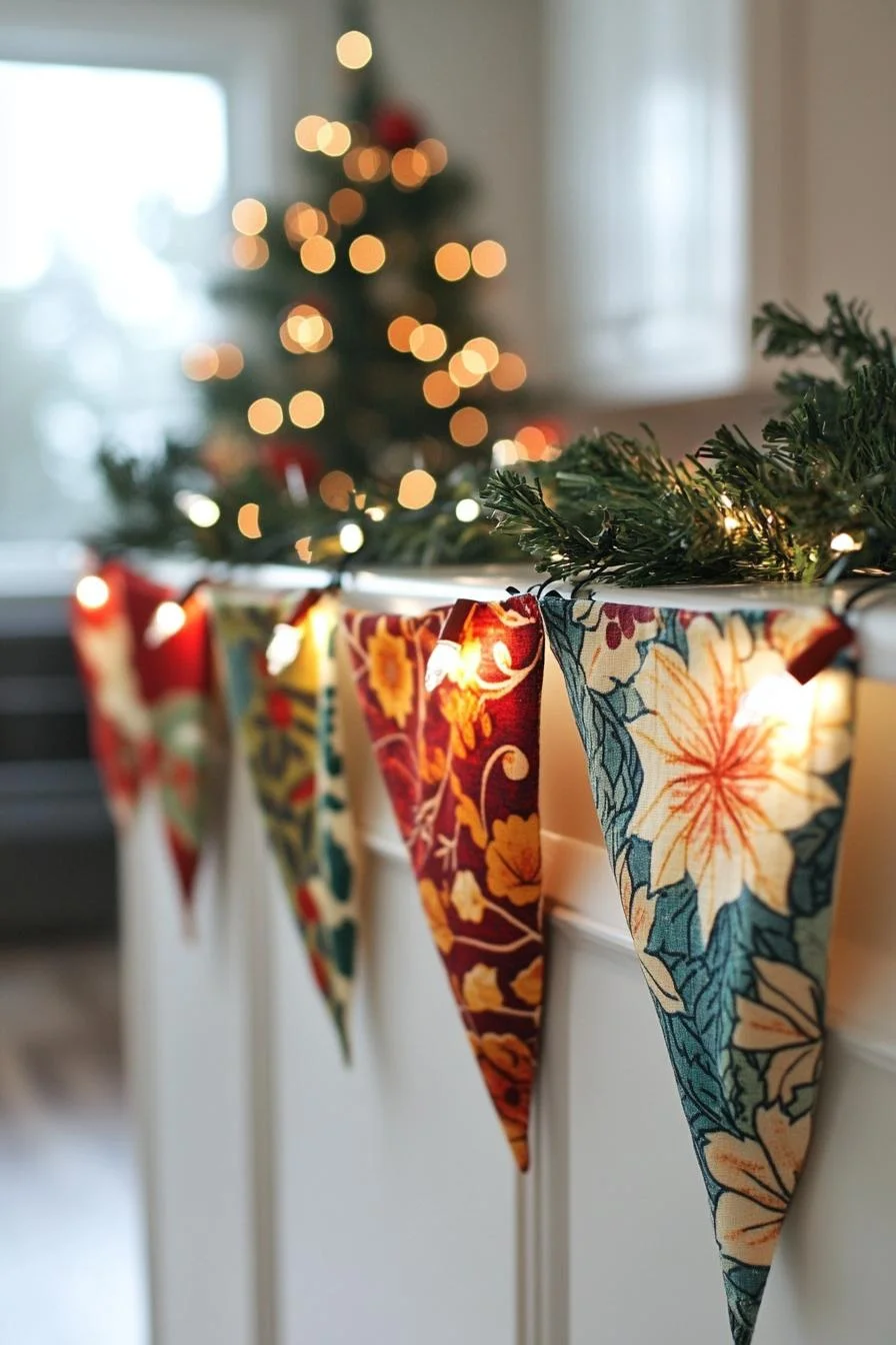21 Gorgeous Kitchen Christmas Decor Ideas To Copy 44 10. Festive Fabric Scrap Bunting-0