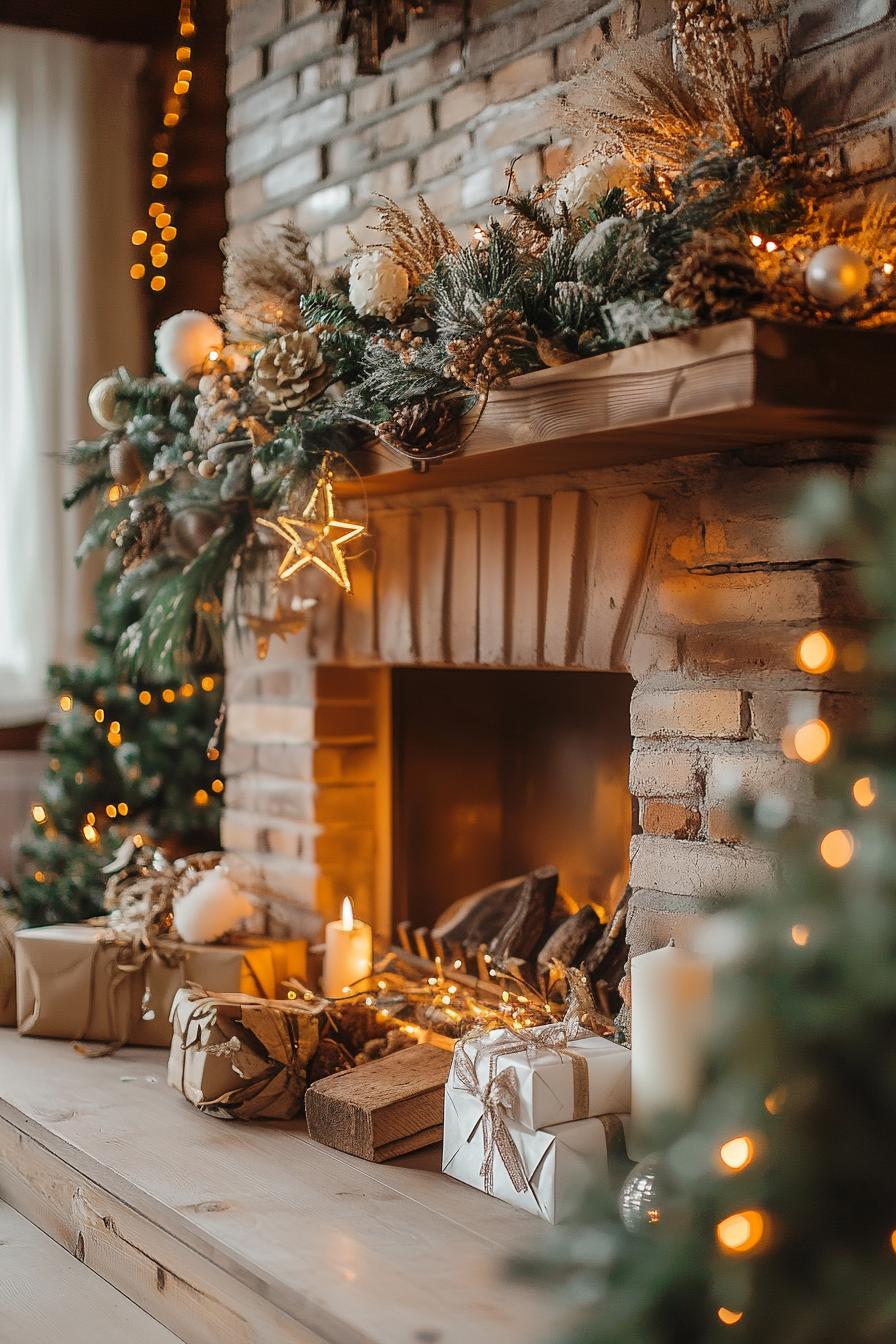 8. Festive Fireplace Flair: Dried Florals-1