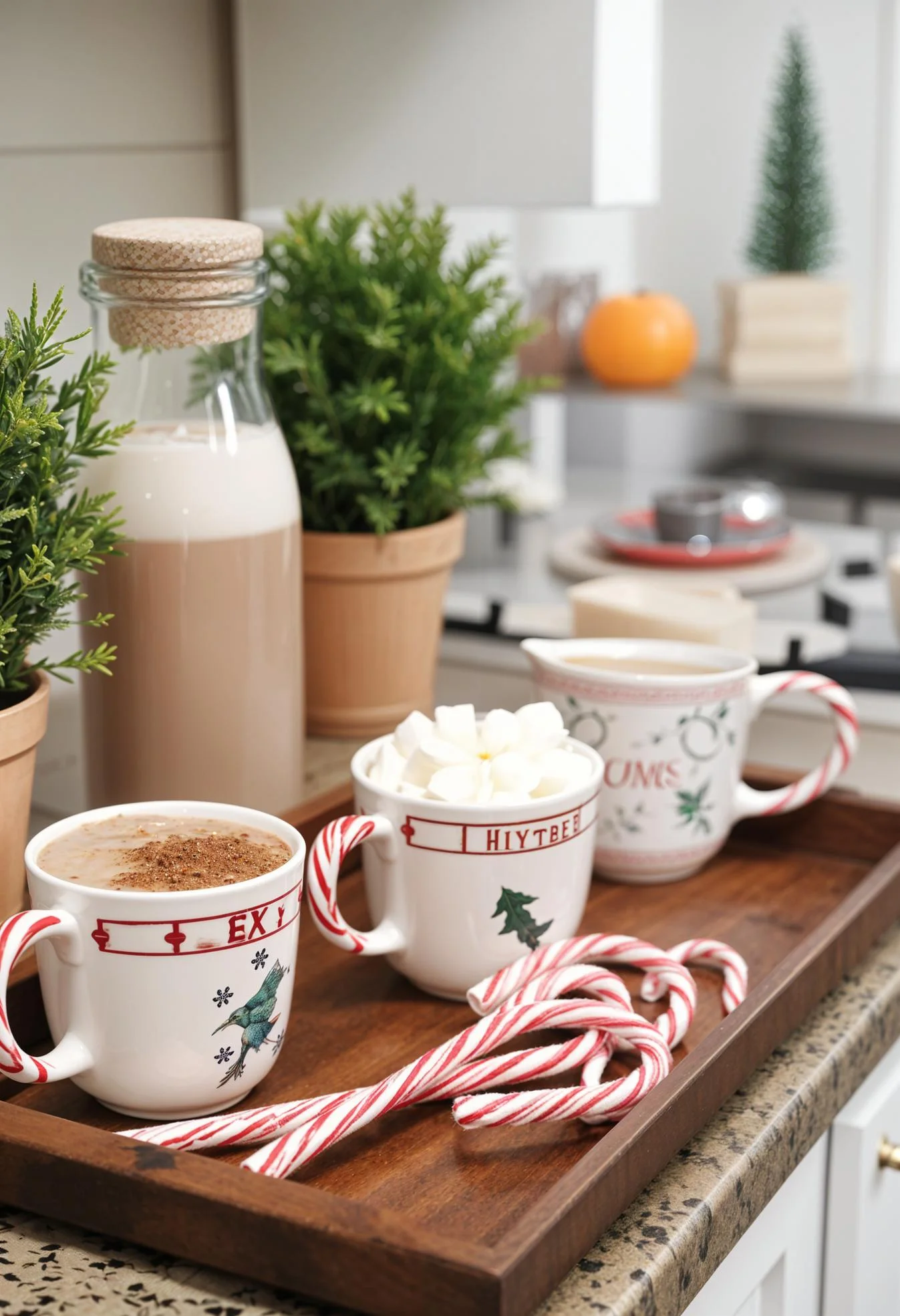 21 Gorgeous Kitchen Christmas Decor Ideas To Copy 91 21. Festive Hot Chocolate Tray Essentials-0
