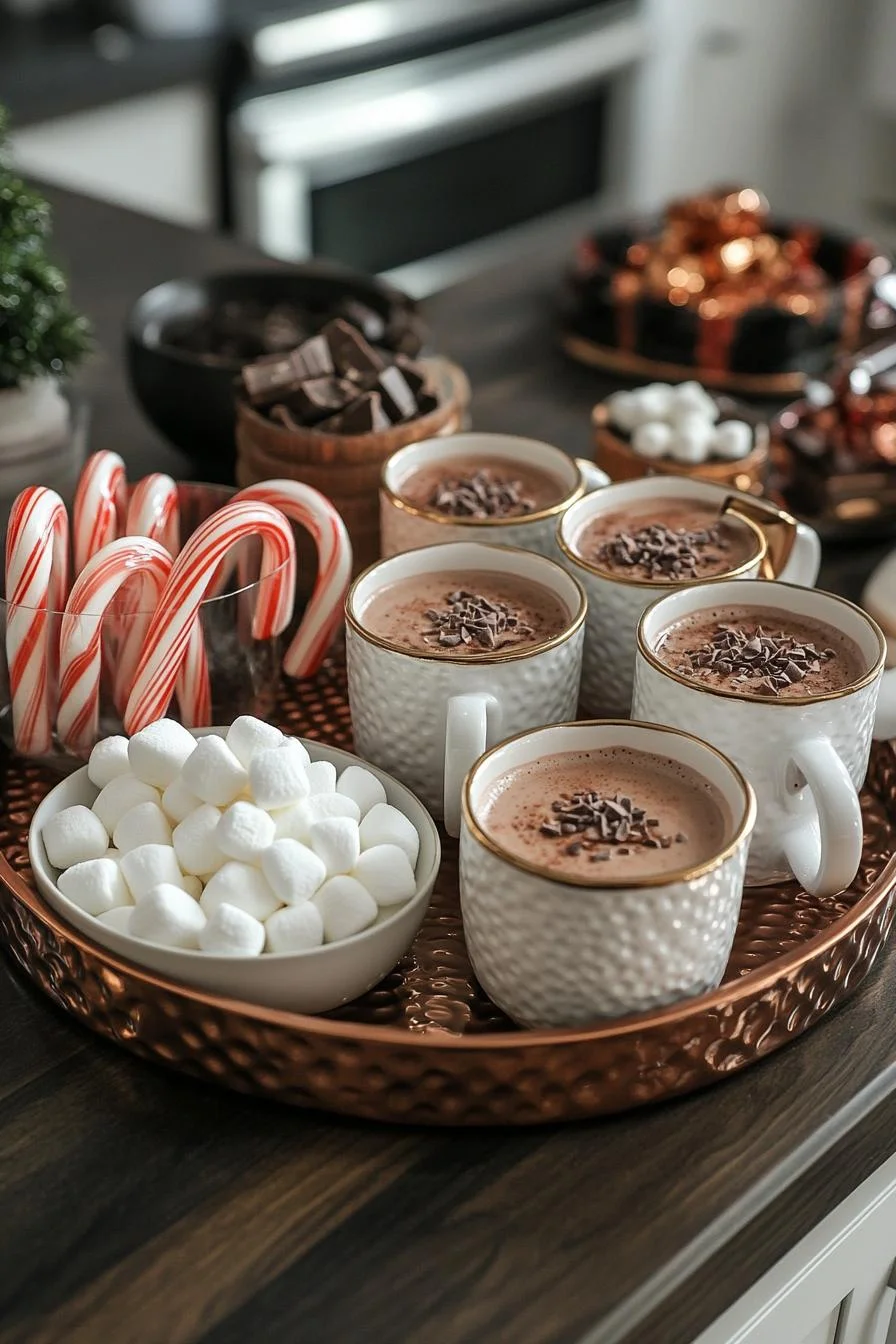 21 Gorgeous Kitchen Christmas Decor Ideas To Copy 94 21. Festive Hot Chocolate Tray Essentials-1