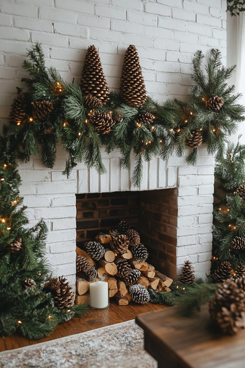 17. Festive Mantel Garlands: Pinecone & Berry-0