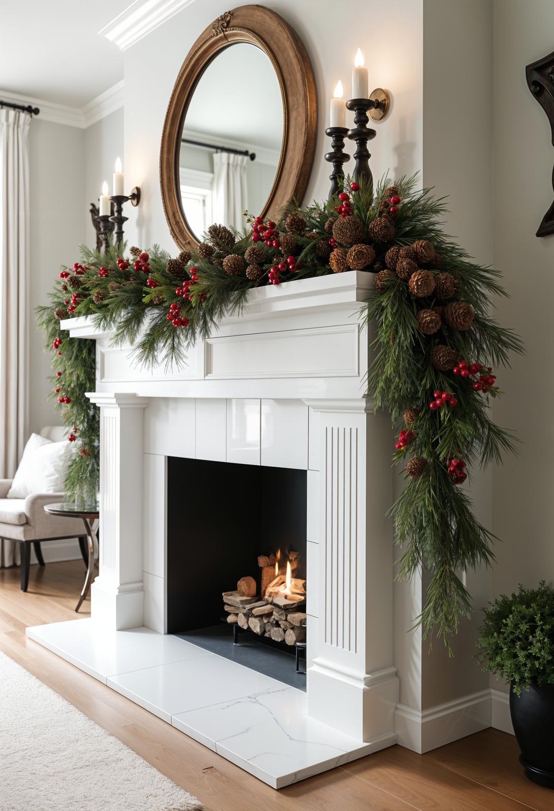 17. Festive Mantel Garlands: Pinecone & Berry-1