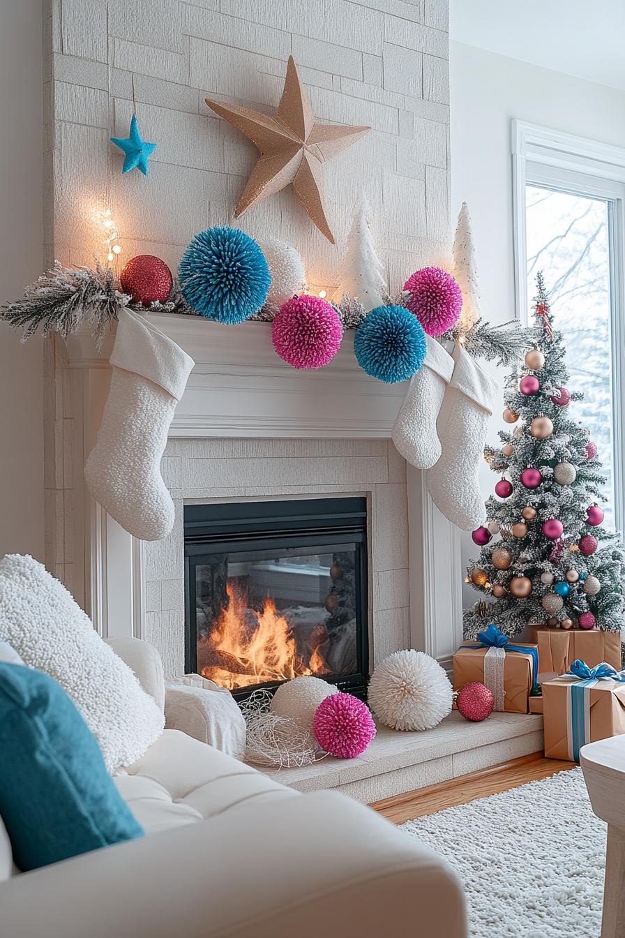 21. Festive Mantel Pom-Poms-1