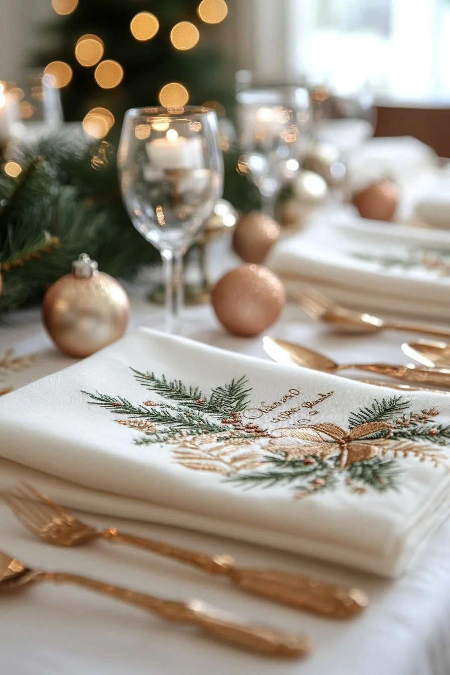 21 Gorgeous Kitchen Christmas Decor Ideas To Copy 86 20. Festive Message Linen Napkins-0