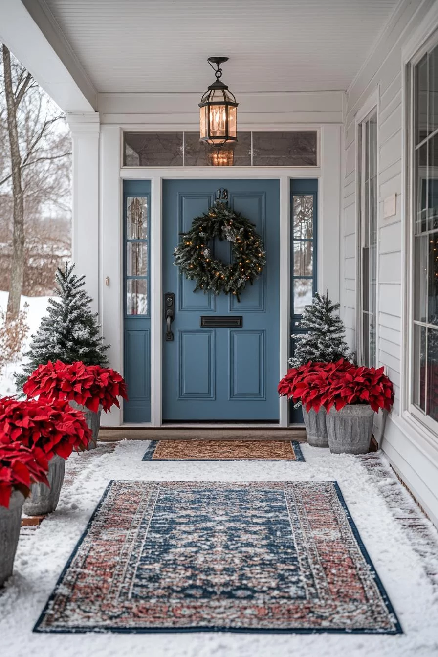 18 Creative Outdoor Christmas Decor Ideas For 2025 38 7. Festive Outdoor Doormat Layering-1