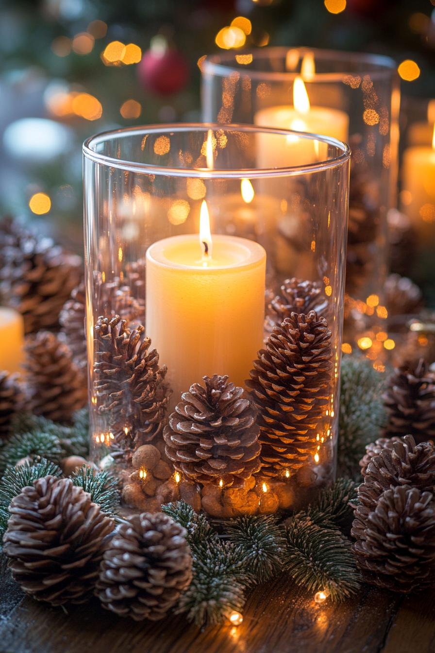 4. Festive Pine Cone Candle Centerpieces-1