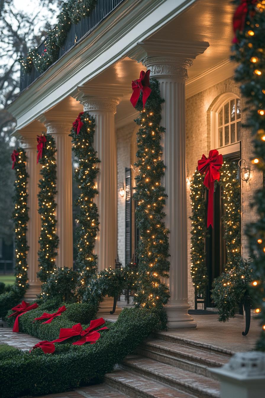 9. Festive Porch Columns with Garlands-1