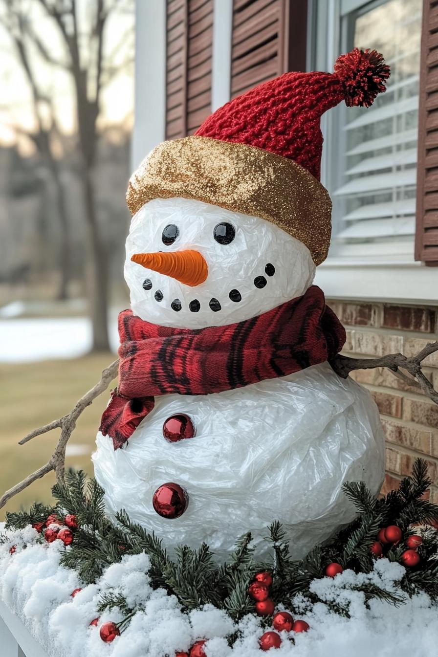 4. Festive Snowman Plastic Bag Craft-1