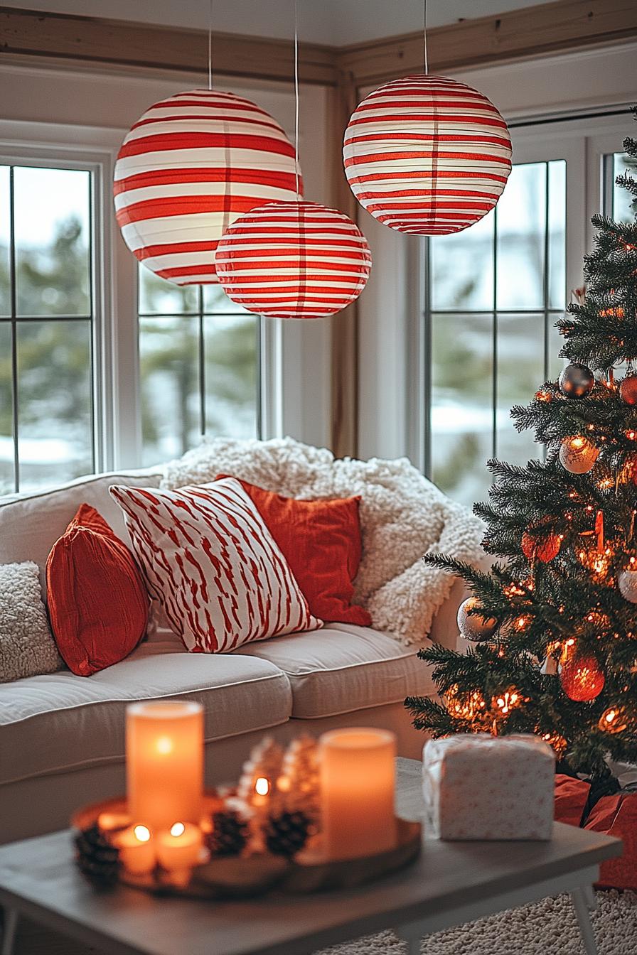 13. Festive Striped Lanterns Decor-2