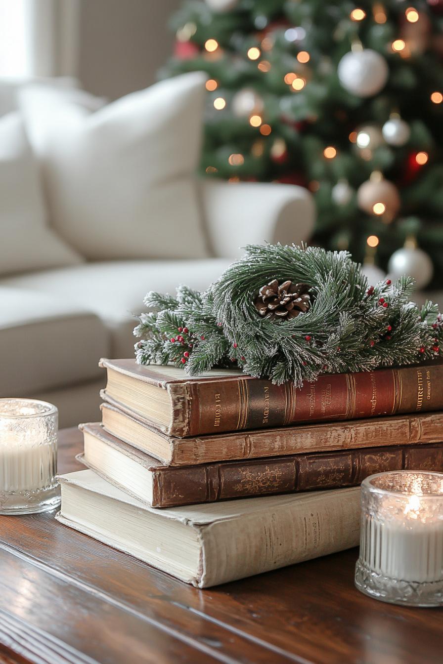 9. Festive Vintage Book Wreaths-0