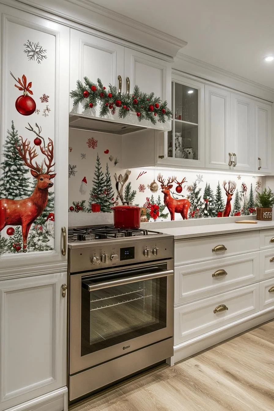 21 Gorgeous Kitchen Christmas Decor Ideas To Copy 31 7. Festive Vinyl Decals for Appliances-0
