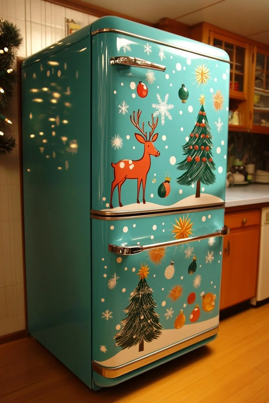 21 Gorgeous Kitchen Christmas Decor Ideas To Copy 33 7. Festive Vinyl Decals for Appliances-2