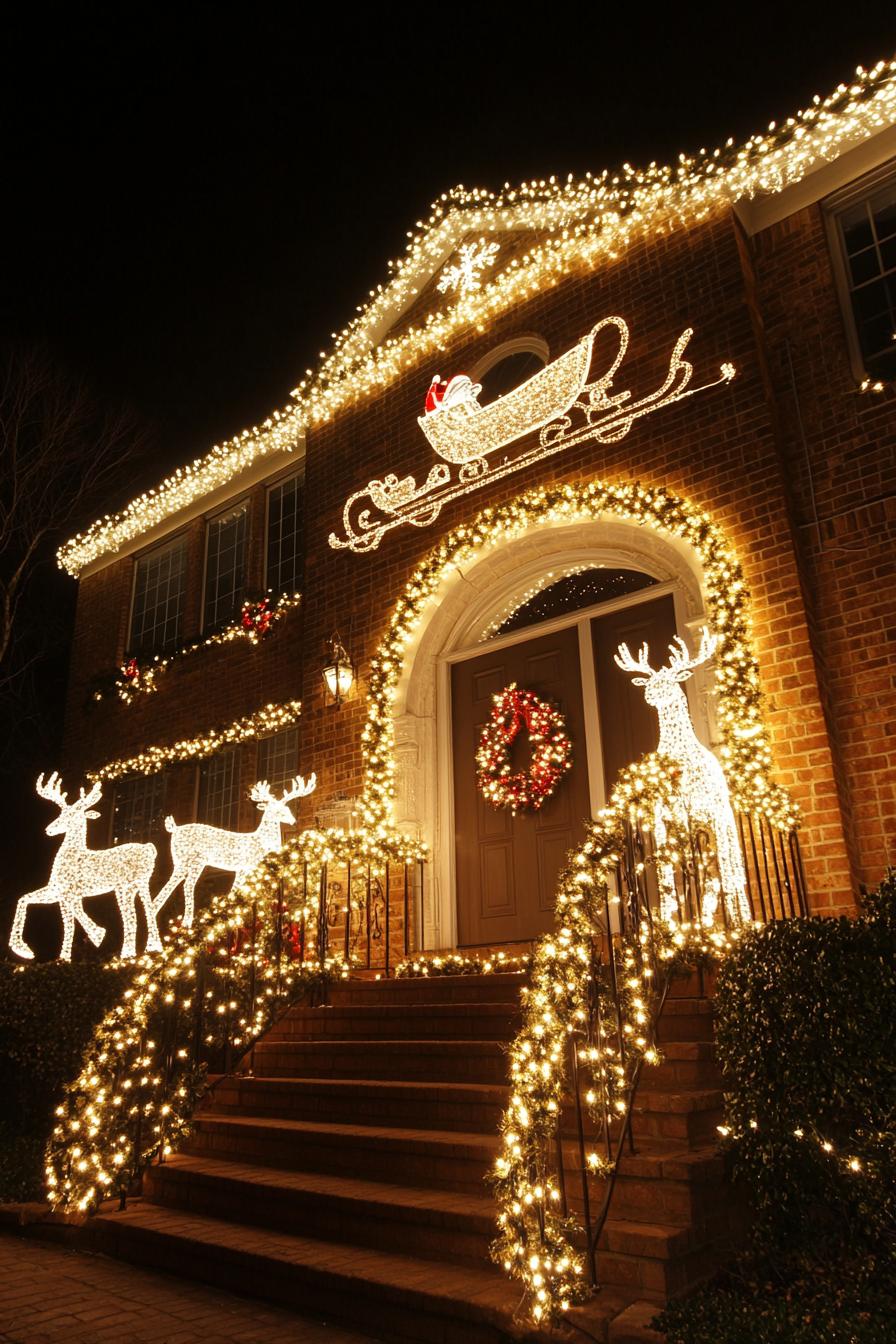 15. Glimmering Santa's Sleigh Lighting Display-2