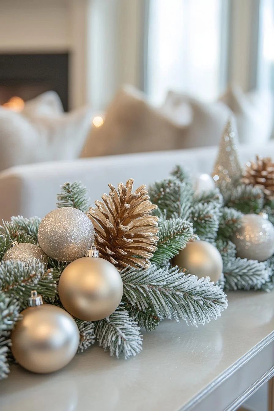 18 Unique Coffee Table Christmas Decor Ideas (EASY) 20 5. Glistening Pine Garlands for Christmas-0