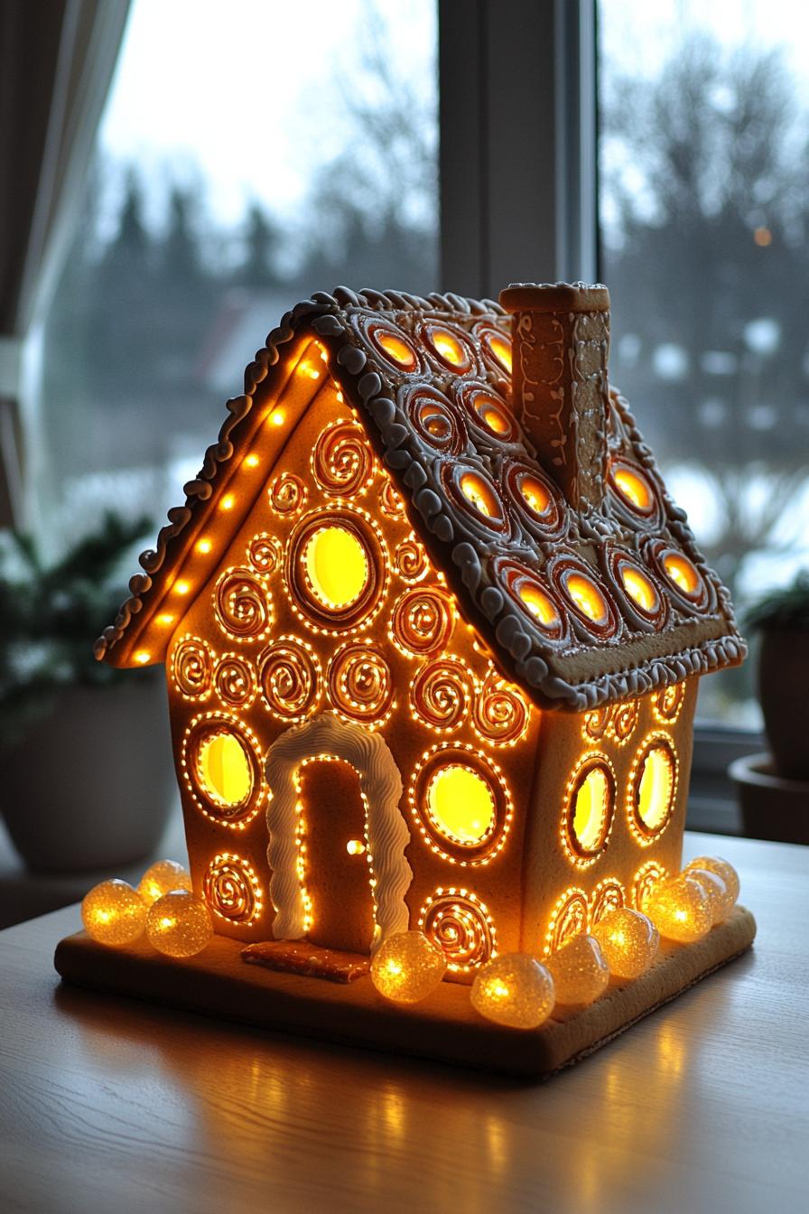 9. Glowing Gingerbread House Lights-1